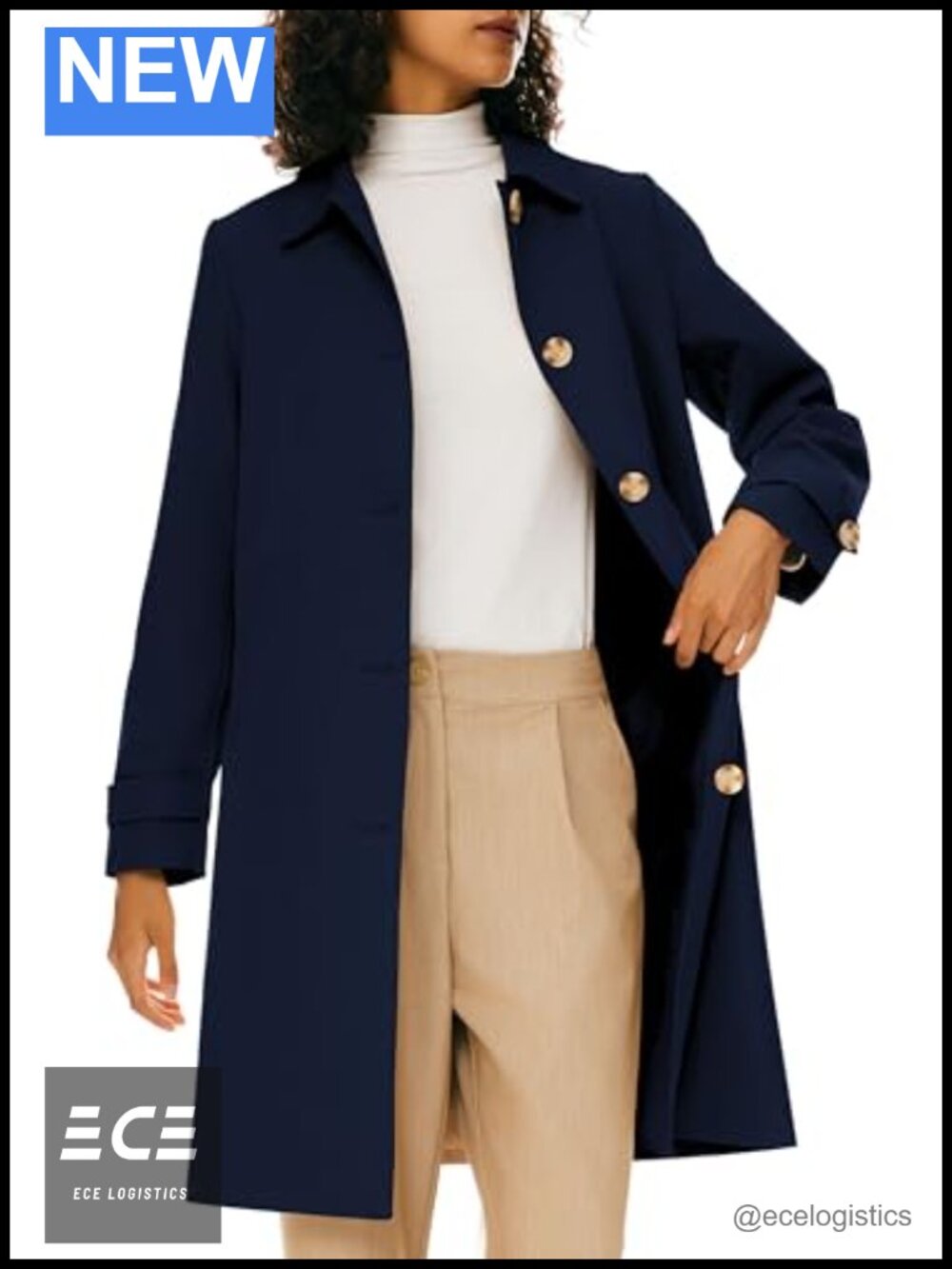 Single Breasted Trench Coat Mid-Long Classic Lapel